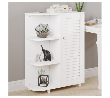 Lavish Home Floor Cabinet with Curved Shelves f or Storage