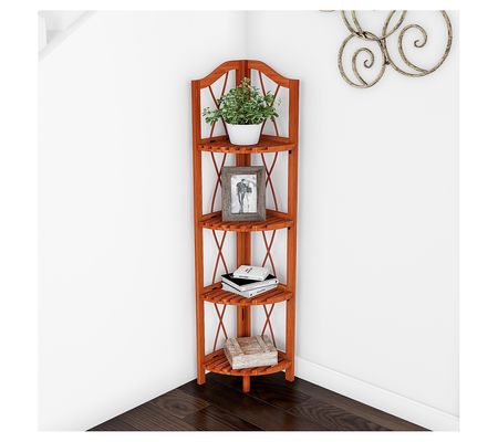 Lavish Home Folding Corner Shelf 4-Tier Freesta nding Display