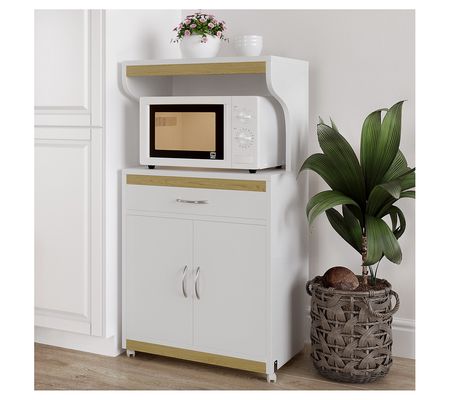 Lavish Home Microwave Stand with Storage Rollin g Cabinet