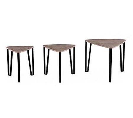 Lavish Home Nesting Tables-Set of 3, Modern Woo dgrain Look