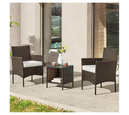 Lavish Home Patio Furniture Set 3-Piece Outdoor Rattan Seating