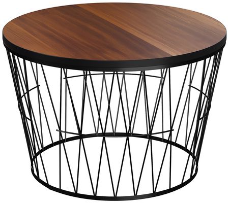 Lavish Home Round Coffee Table Geometric Base A ccent Table