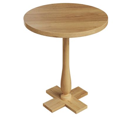 Lavish Home Side Table Pedestal Mango Wood Tabl e