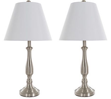 Lavish Home Table Lamps Set of 2, Brushed Steel