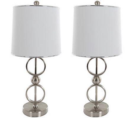 Lavish Home Table Lamps Set of 2, Modern Steel