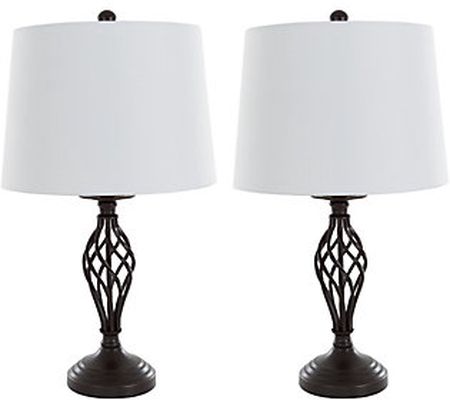 Lavish Home Table Lamps Set of 2, Spiral Cage D esign