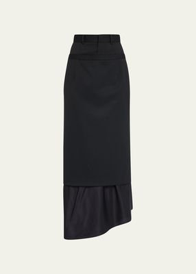 Layered Suiting Midi Skirt