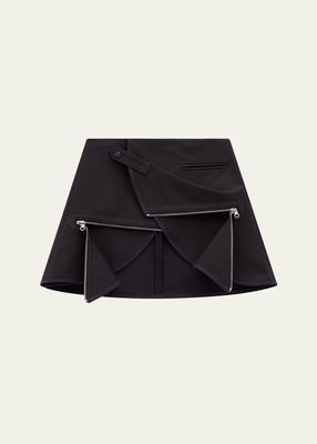 Layered Zipper Mini Skirt