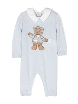 Le Bebé Enfant bear-motif intarsia-knit romper - Blue