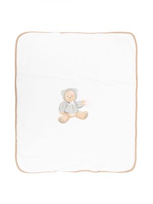 Le Bebé Enfant bear-print cotton-blend blanket - White