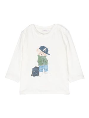 Le Bebé Enfant bear-print crew-neck sweatshirt - White