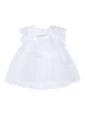 Le Bebé Enfant bow-detail layered tulle dress - White