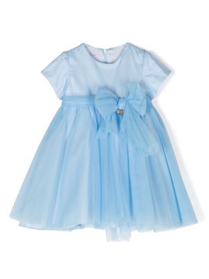 Le Bebé Enfant bow-embellished tulle dress - Blue