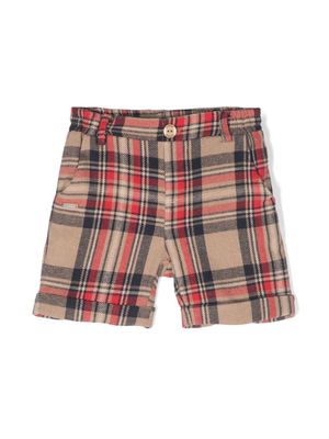 Le Bebé Enfant check-pattern button-fly shorts - Beige