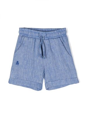 Le Bebé Enfant cotton-linen embroidered-logo shorts - Blue
