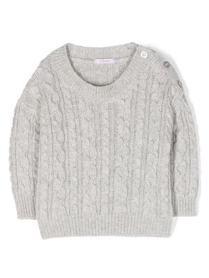 Le Bebé Enfant crew-neck cable-knit jumper - Grey
