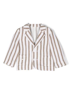 Le Bebé Enfant horizontal stripe-pattern linen-blend blazer - Brown