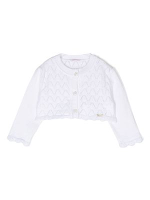 Le Bebé Enfant knitted perforated-detail cardigan - White