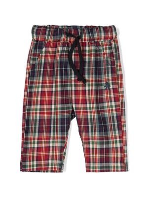 Le Bebé Enfant logo-embroidered plaid cotton trousers