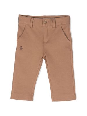 Le Bebé Enfant logo-patch skinny trousers - Brown