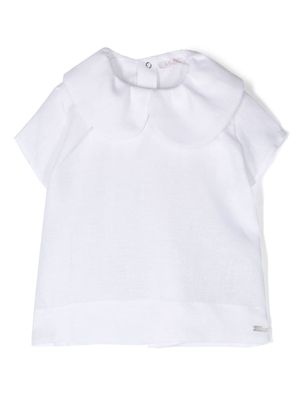 Le Bebé Enfant logo-plaque linen blouse - White