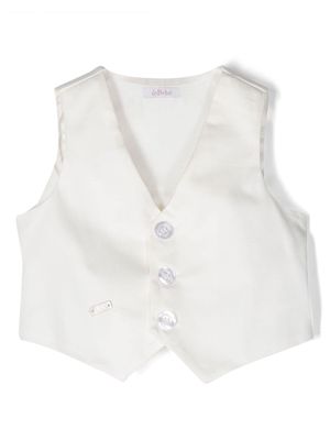 Le Bebé Enfant logo-plaque stretch-cotton waistcoat - Neutrals