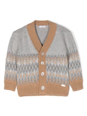 Le Bebé Enfant patterned-intarsia knit cotton cardigan - Grey