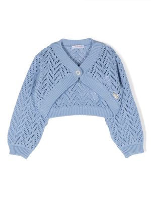 Le Bebé Enfant perforated tricot knit cardigan - Blue