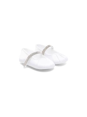 Le Bebé Enfant rhinestone-embellished ballerina shoes - White