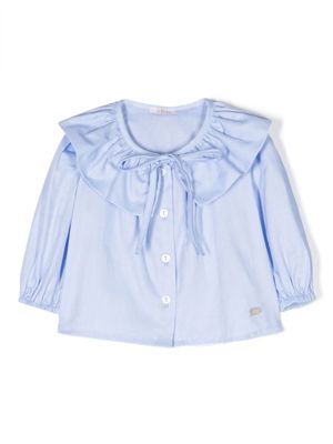Le Bebé Enfant ruffle-collar button-up blouse - Blue
