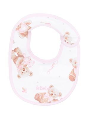 Le Bebé Enfant teddy bear-print cotton bib - White