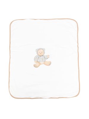 Le Bebé Enfant teddy bear-print cotton-blend blanket - White