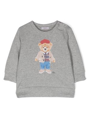 Le Bebé Enfant Teddy-bear print cotton sweatshirt - Grey