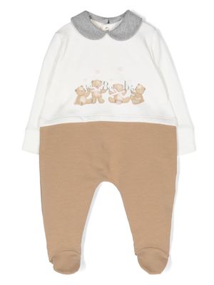 Le Bebé Enfant teddy bear-print panelled pyjama - White