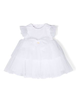 Le Bebé Enfant tulle-overlay tiered dress - White