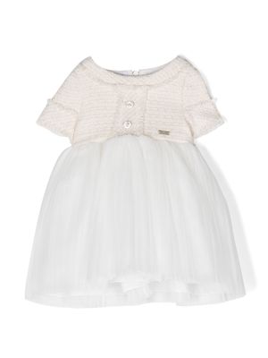 Le Bebé Enfant tweed short-sleeved dress - Neutrals