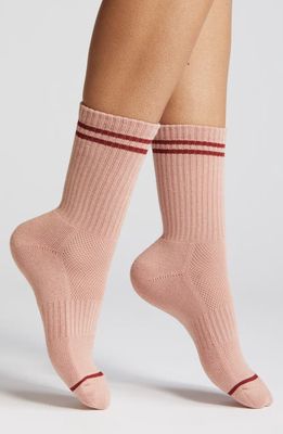 Le Bon Shoppe Boyfriend Crew Socks in Vintage Pink