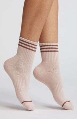 Le Bon Shoppe Girlfriend Stripe Cotton Blend Quarter Socks in Bellini 