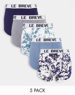 Le Breve 5 pack trunks in tie dye and solid color-Blues