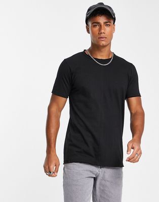 Le Breve boxy fit split seam T-shirt in black