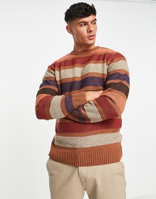 Le Breve colour wave knit sweater in brown