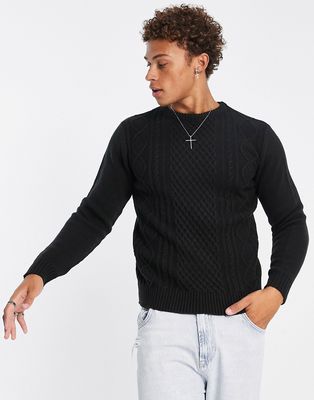 Le Breve diamond cable knit sweater in black