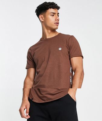 Le Breve lounge back tape t shirt in chocolate - part of a set-Brown