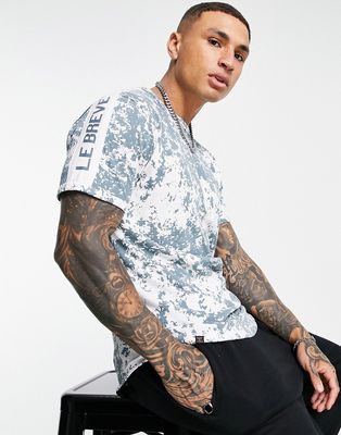 Le Breve lounge t-shirt in blue stone tie dye - part of a set-Blues