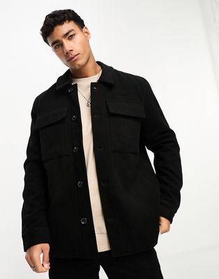 Le Breve short collar jacket in black