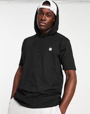 Le Breve short sleeve hooded T-shirt in black