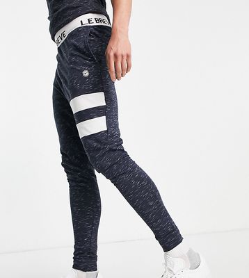 Le Breve Tall lounge stripe set sweatpants in navy and white