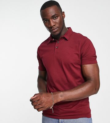 Le Breve Tall muscle fit polo in burgundy-Red
