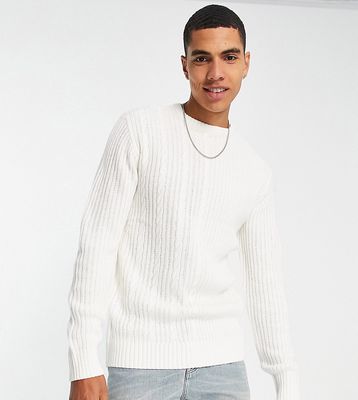 Le Breve Tall split jacquard knit sweater in ecru-White