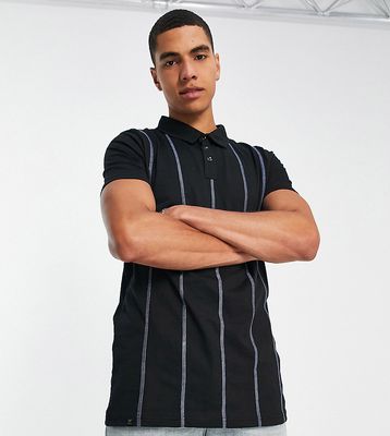 Le Breve Tall verticle stitch polo in black